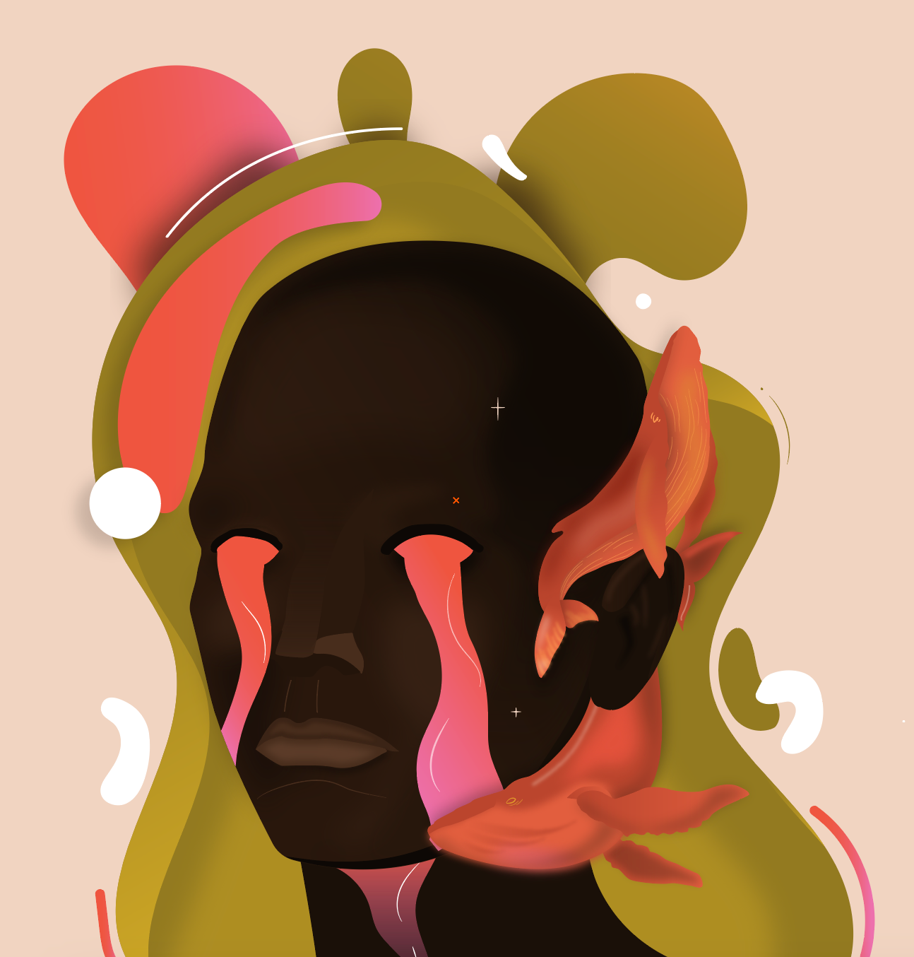 fish wip colorful digital art human illustration poster sad whale