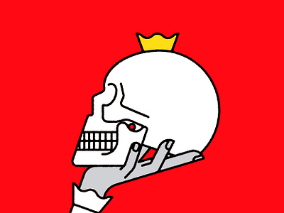 Hamlet chris rooney crown death hamlet hand hold illustration play question red shakespeare skull speech theater yorick