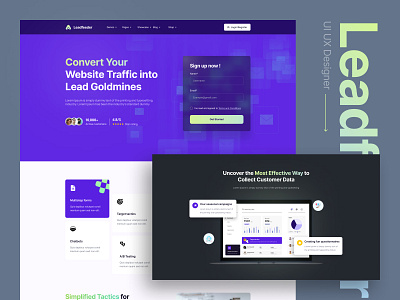 Leadfeeder - Lead Generation Website call center customer deisgn email email form form landing page lead lead generation makreting minimal outreach remote call center sales ui ui design for lead uiux ux web marketing webdesign
