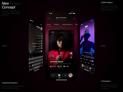 Melodio - Social Media Mobile App app design chat content feed influencer ios mobile app mobile design networking profile reels social hub social media social media mobile app social platform startup tiktok trending ui ux viral