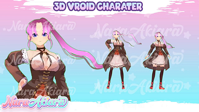 Brown Dresses Anime Girl 3D Vroid 3d 3dvroid animeart characterdesign illustration kick motion graphics streaming twitch vroidcharacter