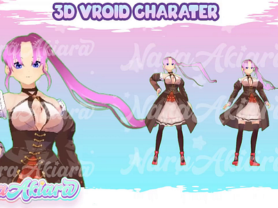 Brown Dresses Anime Girl 3D Vroid 3d 3dvroid animeart characterdesign illustration kick motion graphics streaming twitch vroidcharacter