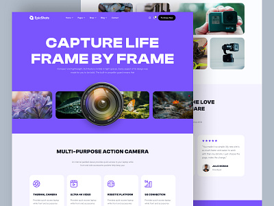 EpicShots- E-commerce Landing Page action camera camera clean ecommerce ecommerce website homepage landing page modern online store product shopping ui uiux user experience ux web webdeisgn website website designer