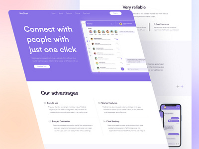 Mechat - Landing Page Design chat app communications design landing page design messenger app uidesign uiux user experience user interface uxdesign website
