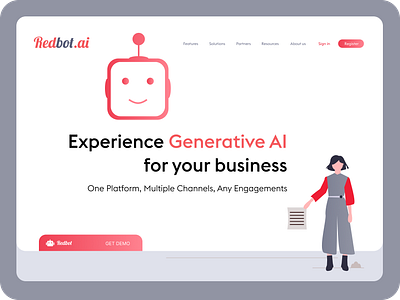 Redbot AI - A Generative AI Product Homepage generativeai innovation motion graphics sleekdesign uidesign uxdesign webdesign wellanimated