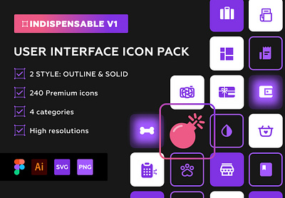 INDISPENSABLE - A collection of Line & Solid Icons for Web/App graphic design icon icon design iconography icons lineicon outline set ui uikit user interface web web design