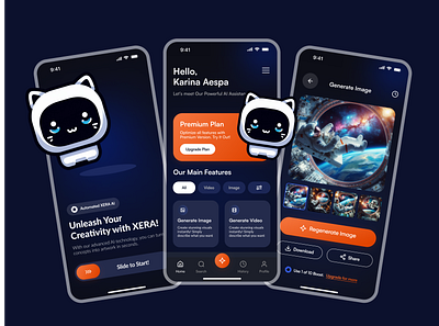 XERA - AI Image Generator ai ai image ai image generator ai tools app art artificial intelligence clean dark mode design illustration image generator mobile app product design technology text to image ui ui mobile uiux ux