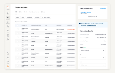 Fintech SaaS - Transaction List - Desktop design desktop fintech product design saas ui ux