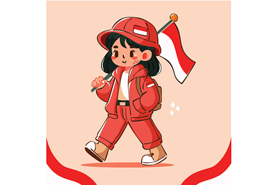 Celebrating Indonesia Independence Day anniversary background cartoon celebration character clipart commemorate day flag girl government greeting happy holiday independence indonesia joy national pride proclamation