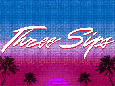 #22 – Three Sips Logo 1980s 80s branding gradient identity logo miami miami vice pink script