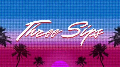 #22 – Three Sips Logo 1980s 80s branding gradient identity logo miami miami vice pink script