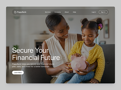 Digital Savings Website Hero Section bank daughter finance financial fintech future invest mother piggy piggy bank piggybank save savings ui ui design ux ux design web web design website design