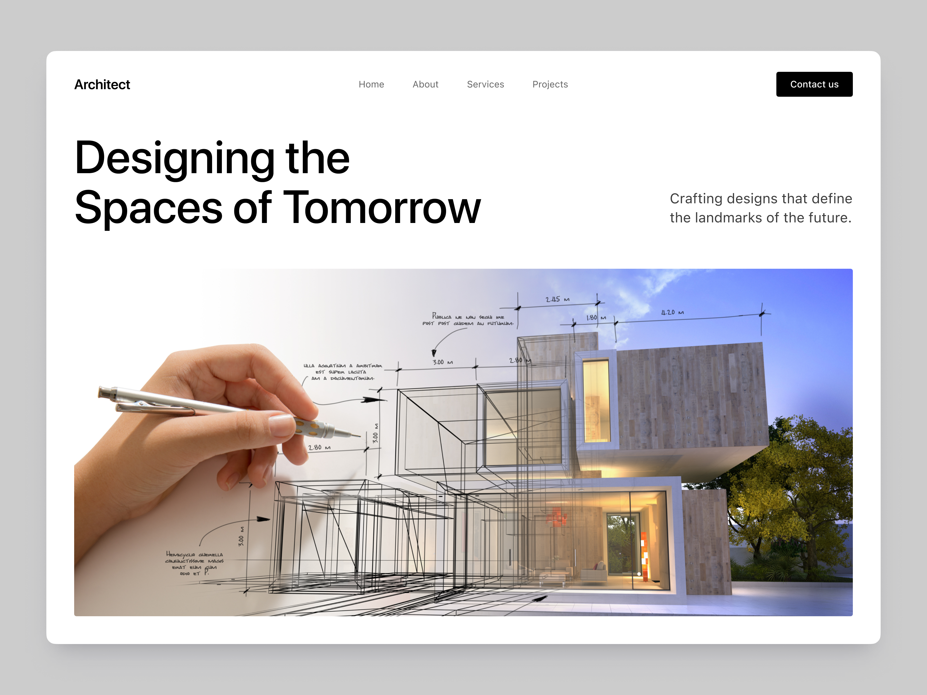 Architecture Website Hero Section architect architecture blueprint building buildings drafting drawing house modern ui ui design ux ux design web web design website website design