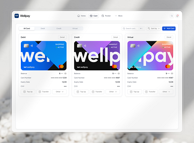 Wellpay Virtual Card - Card app design figma illustration saas ui ui interface ui ux ux ui virtual card web design