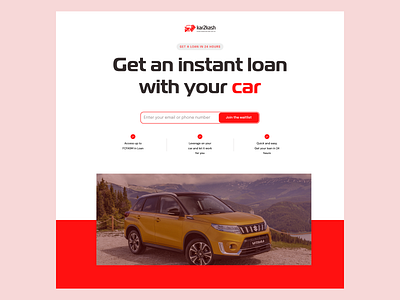 Waitlist/Landing page for an asset-backed lender design fintech lender red ui