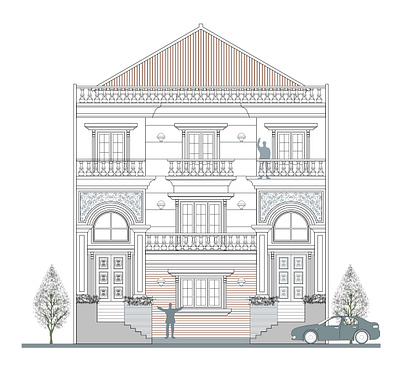 Modern classic house 033 (Vector scaled drawing) architect