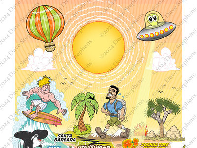 SoCal Beach Towel beach beach theme branding cartoon colorful cute desert graphic design illustration kids nature sunset vintage vivid whimsical