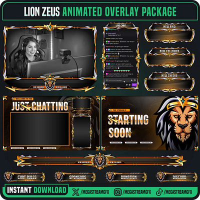 Lion Zeus stream Overlay Pack zeus streamkit