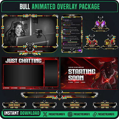 King Bull stream Overlay Pack animated alert