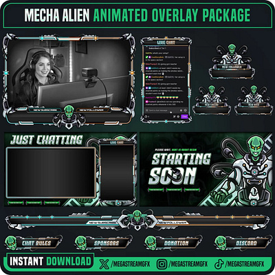 Alien Mecha stream Overlay Pack animated overlay pack