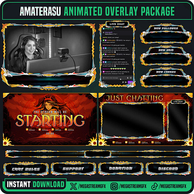 Japanese Amaterasu Stream Overlay Package overlay for stream overlay fullpack sleek overlay