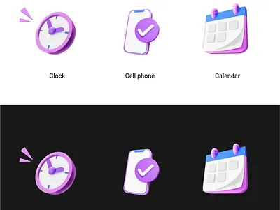 3d Icons 3d 3d icons branding calendar character clock design icons illustration illustration ux ui phone ui ux vector