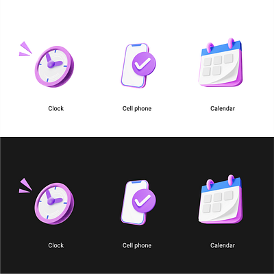 3d Icons 3d 3d icons branding calendar character clock design icons illustration illustration ux ui phone ui ux vector