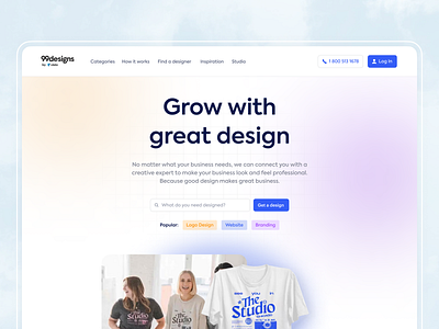 99Designs Website Redesign 2024 behance branding clean design figma logo minimal trending ui uiux web website