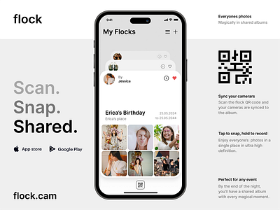 Scan. Snap. Shared. album branding mobile photo qr ui uiux