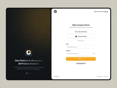 Orion - Onboarding Design clean dashboard design designer onboarding sign in sign up ui uidesign ux uxdesign uxerflow web web app web design website website design