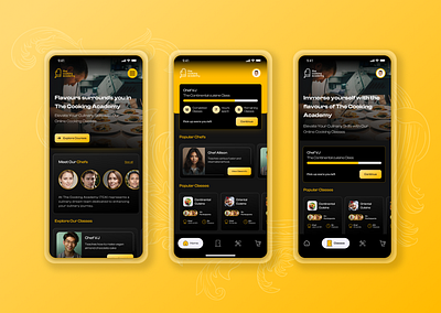 Cooking courses mobile app branding graphic design logo ui