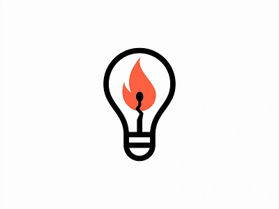 Spark Of Innovation Logo branding creativity design emblem fire flame geometric icon idea identity illustration innovation lightbulb lines logo mark matchstick spark symbol vector