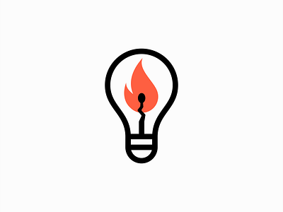 Spark Of Innovation Logo branding creativity design emblem fire flame geometric icon idea identity illustration innovation lightbulb lines logo mark matchstick spark symbol vector
