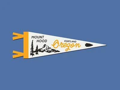 Mount Hood - Vintage Pennant Design art creative market design flag design hand drawn illustration oregon pennant pennant design pine trees portland inspired vector vector art vintage vintage art vintage pennant