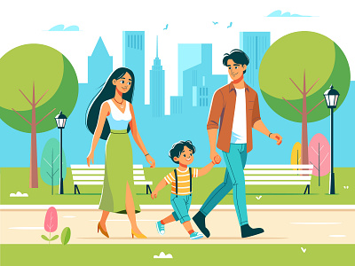 Happy Family baby design family flat happy happy family illustration people relaxation to order vector web