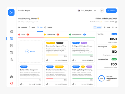 Task Manager - Dashboard apps clean dashboard project saas task task manager team management to do ui uidesign ux web app