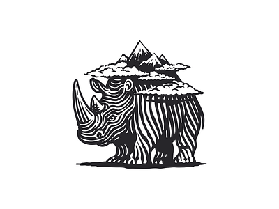 Giant Rhino Logo animal brand branding cloud for sale giant illustration logo mark mountain nagual design rhino rocks