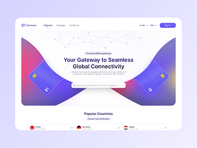 Simmaxi - Esim Market Landing page branding esim esim platform esim store graphic design header design landing page landing page header light mode logo ui design ui ux design