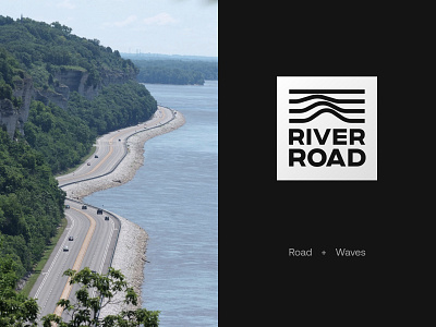 River Road Logo Design branding camping enthusiast explorer journey logo design logotype outdoor river road traveling waves