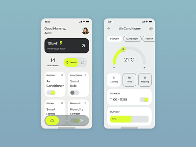 Smart Home app - UI design appdesign figma mobile ui ui design userinterface ux