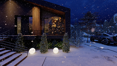 Snowy winter night 3d 3dmodel 3drender 3dwork animation design