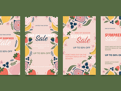 Summer Fruits Vertical Social Media Template berry bold fancy flat frenzy fruit graphic design promo sale social media stories summer template vetical