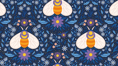 Whimsical Moth Seamless Pattern Design blue design fabric flat floral flower graphic design illustration moon moth seamless pattern surface design vector whimsical