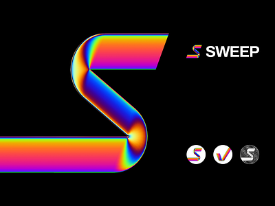 Sweep Logo 3d branding coin crypto defi gradient identity logo rainbow spline