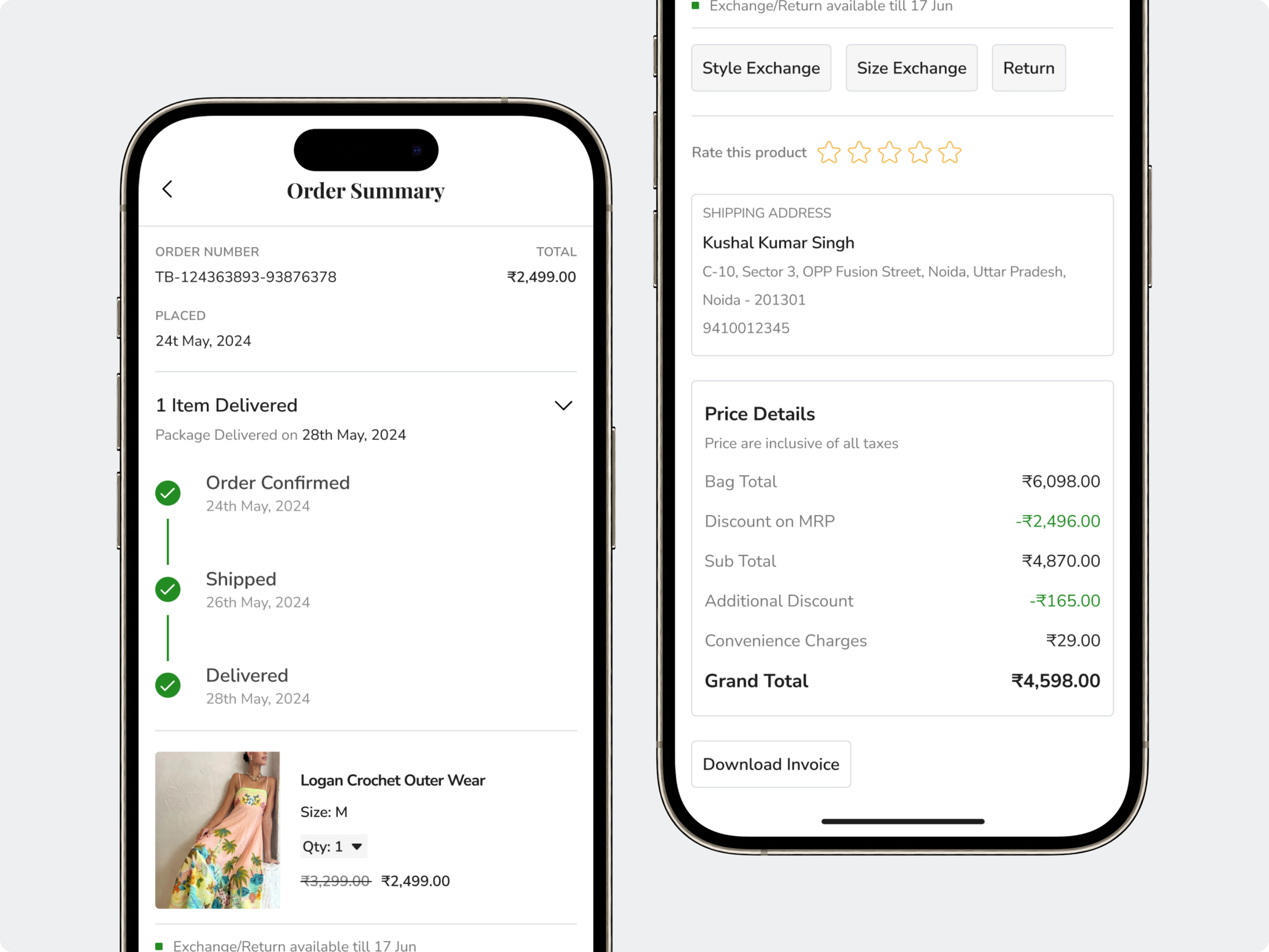 Clothing brand - Order Detail UI app ui detail ecommerce app mobile app order history order history ui product design saas uiux
