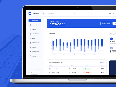 Cashflow - Digital Payment Solution dashboard digital payment fintech send money transfers ui ux design