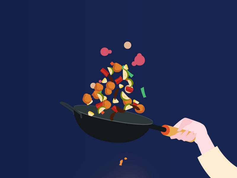 Food Order at Chinese Restaurant 2d animation adobe after effects animation character chef chinese cook design food illustration illustrator menu motion design motion graphics order restaurant vector vegetables walk
