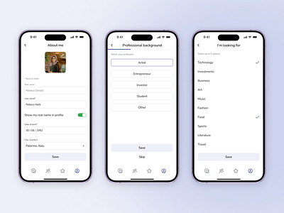 SHOT - Business Networking App | Profile Settings application daily ui dating design inputs mobile design product design profession profile profile settings settings social media tags ui ui trends user profile