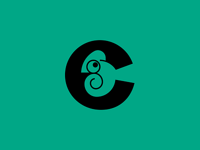 C + Chameleon Logo animal branding c chameleon lettermark logo minimal negative space