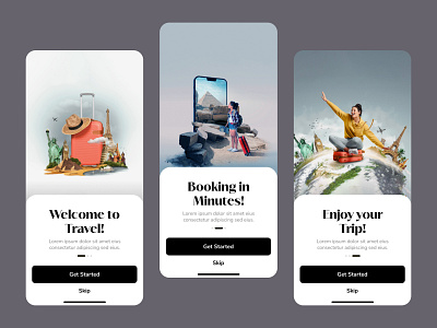 Travel App Onboarding Screens animation graphic design logo motion graphics ui